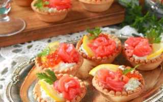 Тарталетки с творожным сыром и семгой